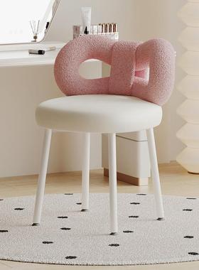 子化妆卧室子女靠背简梳妆43705台风梳妆梳生妆皮蝴蝶结约皮质奶油椅蝴