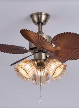 古风扇灯餐厅小吊扇中古别式阳台美式吊扇灯BCV墅复卧室书中房电