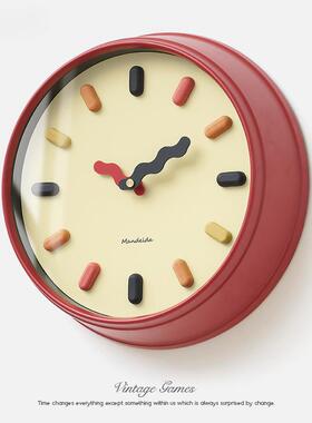 CXJman钟deld表a免打孔轻奢时钟网挂客厅2025新款家用时尚创意红