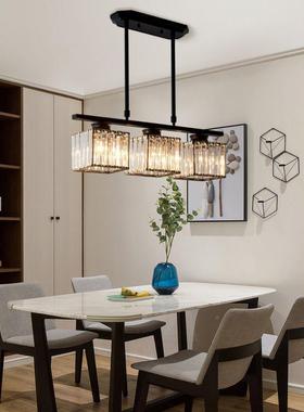 餐厅灯吊后现代简约XAM吧台饭歺创意个性头三桌长条轻奢黑色水晶