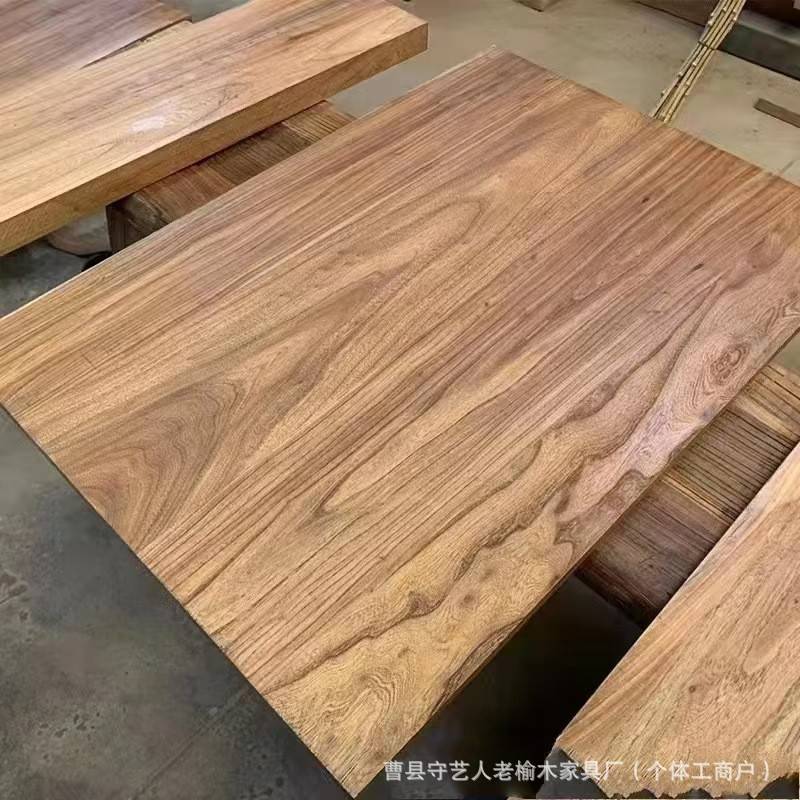 老榆木大板桌原木做旧老门板民宿装饰木板中式木地板实木桌面板