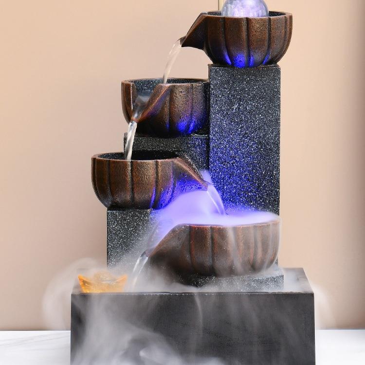小型流水喷泉客风水水轮F966998T厅装桌面循环水饰办公室生财风球