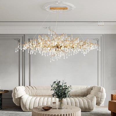 全铜轻奢餐厅客厅水晶设计师款艺术水吊YLC灯树灯s枝e形rip枝滴吊