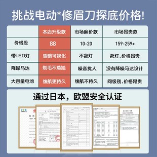 SKK电动修眉刀自动修眉毛神器剃眉笔修剪器男女士专用刮眉仪充电
