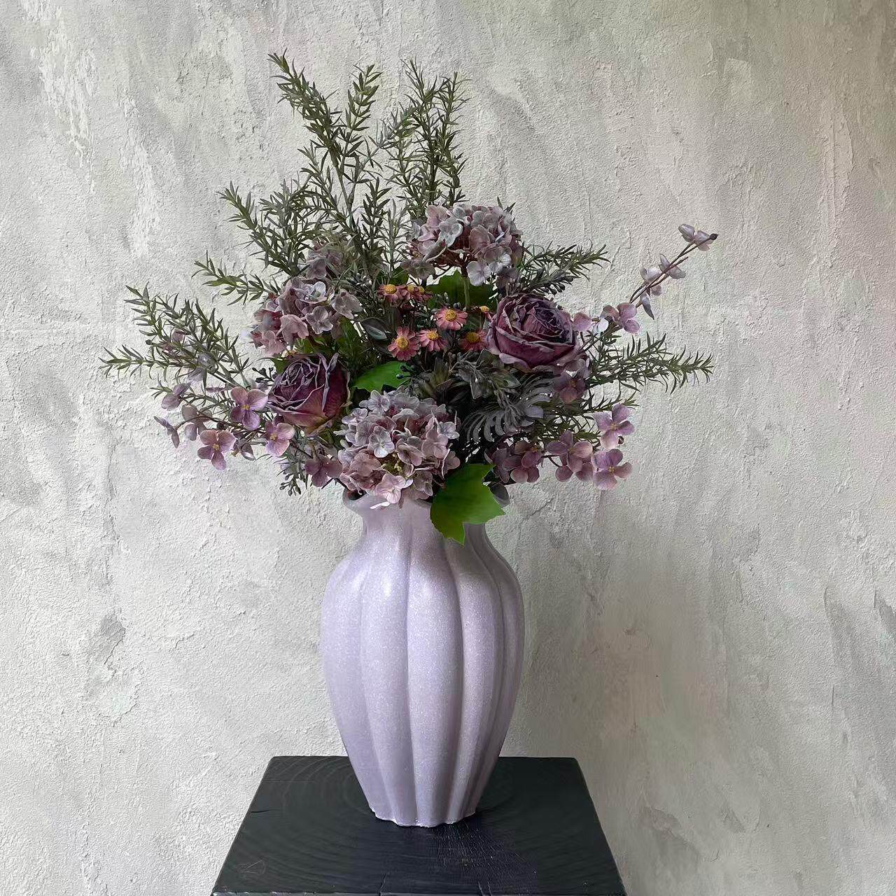 【柿吉】紫雾花园 设计师款手扎花束仿真花绢花桌面客厅玄关摆件