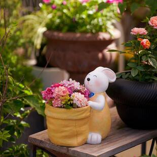 彷真兔子花盆户外庭院创意花盆花园阳台装饰工艺礼品摆饰兔子花盆