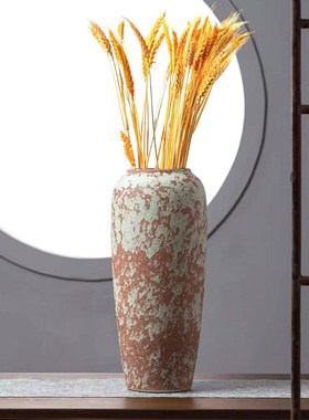 孔雀羽毛插瓶创意手绘陶瓷花瓶现代客厅高档桌面陶瓷大花瓶摆件