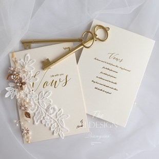 美丽无障碍豪华串珠法国蕾丝卡新郎新娘婚礼卡婚礼誓言卡演讲卡誓