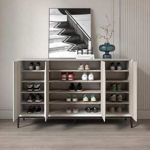 法式奶油风烤漆鞋柜现代简约高档轻奢高级感入户大容量门厅玄关柜