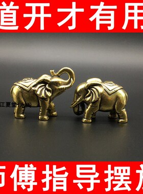 迷你实心铜大象一对铜福象可爱铜玄关吉象大象小象办公室桌面摆件