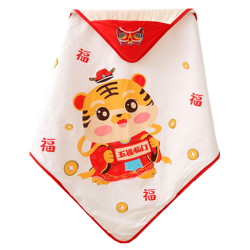 初生婴儿包被红色抱被新生老虎宝宝产房出院包单外出加厚秋冬纯棉