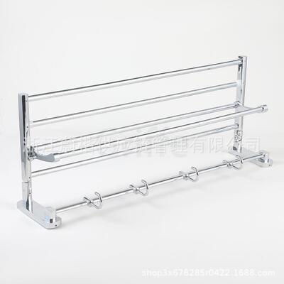 简约孔现代格太空心铝毛巾架风实免打65015卫生间浴巾杆浴室置物