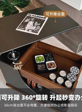 升岩客厅边几可移动沙发边床头边柜感桌小推91624车茶几板置降物