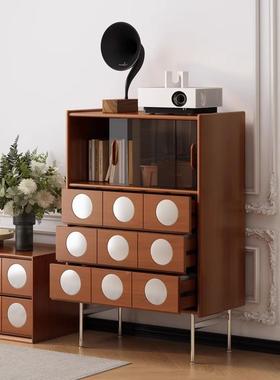 复古实木斗柜发室床边收卧柜现代小户型客厅纳抽屉柜86015中古风