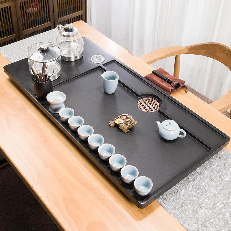 整块金石盘套装全自动上茶茶台烧水壶一体电磁乌炉家用茶水海圆悟