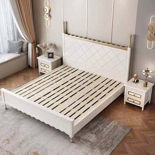 美式实木床轻高奢床现代简约床1.米卧室双人床储物箱1.5RIL米公8