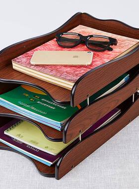 汇星文件架木质文多WHN层件夹桌架收纳架盒文件框办公面收纳书架