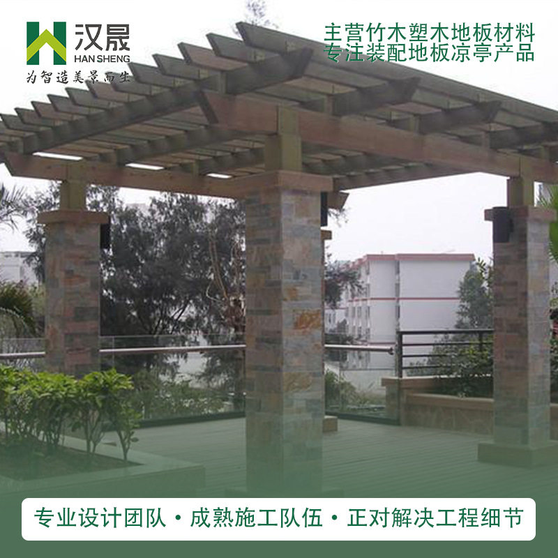 实心碳化防腐木户外长廊花架上门