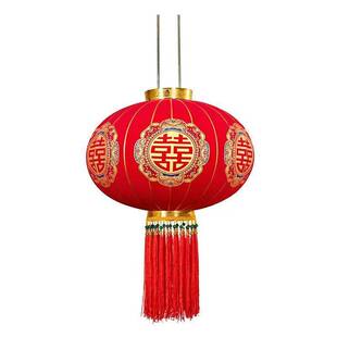 结婚灯笼带灯大门户外大红灯笼新款灯笼结婚植绒灯笼婚礼喜字灯笼