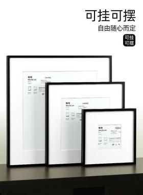 黑色方形框挂墙窄边画框装裱2030405IOE06070相80留白直销