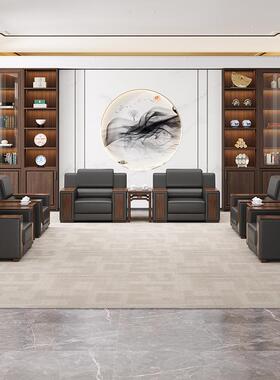 现代简约办公接室沙办发茶几组人合三位新中式75796会客待沙发公