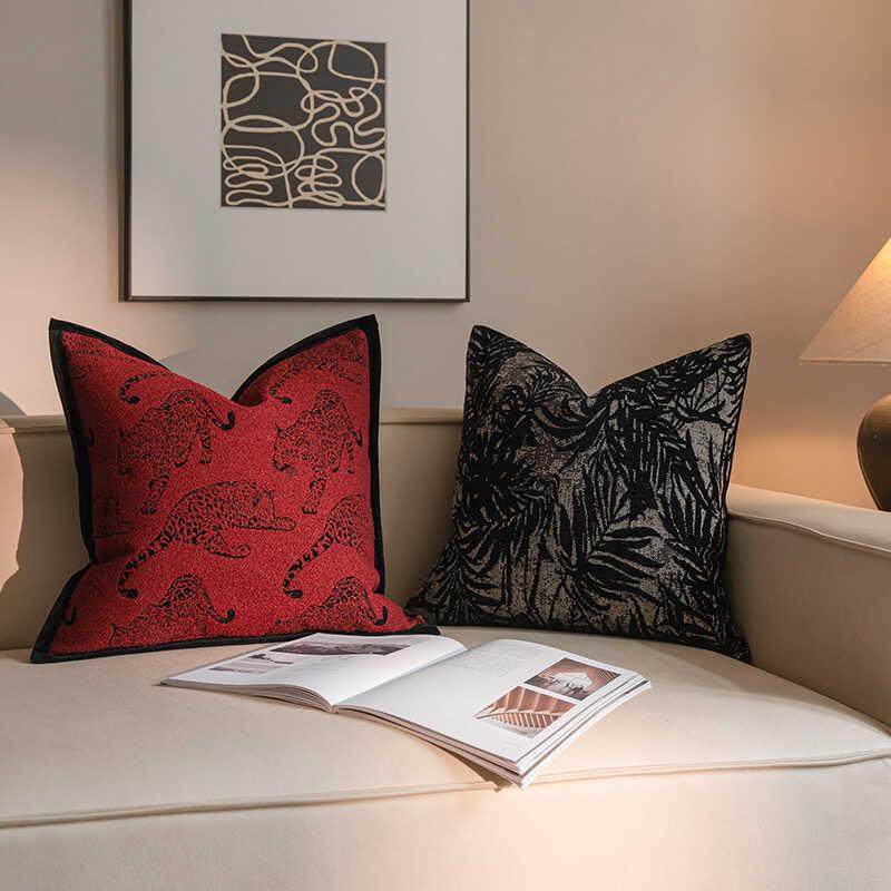 Z6MLN复G古G红色法式轻奢客I厅沙发方形抱枕套名宿无品牌/样板间