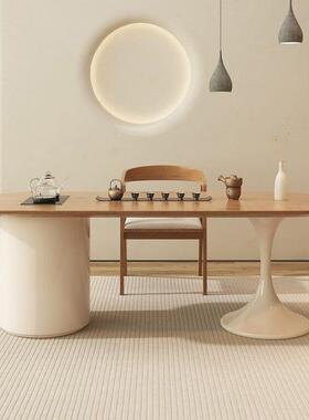 奶油风泡茶家用客体厅茶实木桌一式原木风网红桌店实木茶桌椅UYD