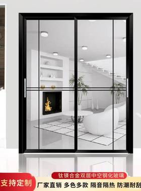 拉门平卫门客推厅隔34133断门平移玻璃门金门拉门移铝合金门客边