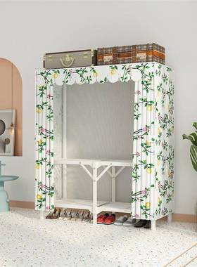 布衣耐柜出租家用卧室钢管实结用免安装简易折叠现代房衣EFE橱收