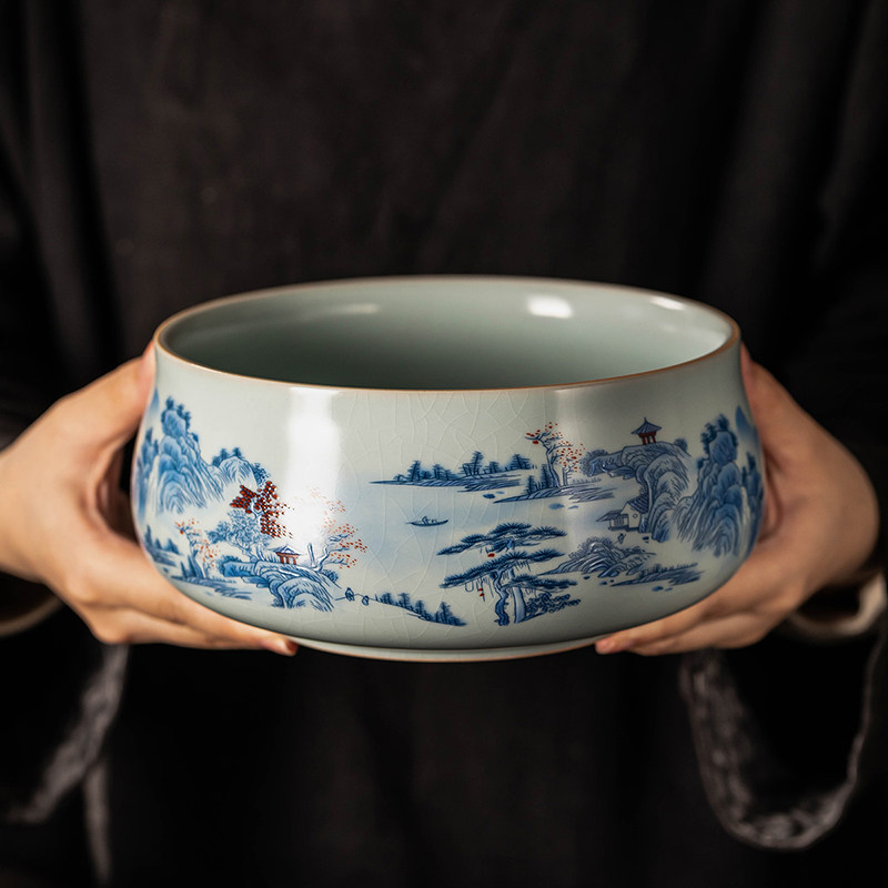 2024新款茶洗大号笔洗陶瓷洗茶碗水盂功夫茶具家用茶道配件洗茶缸