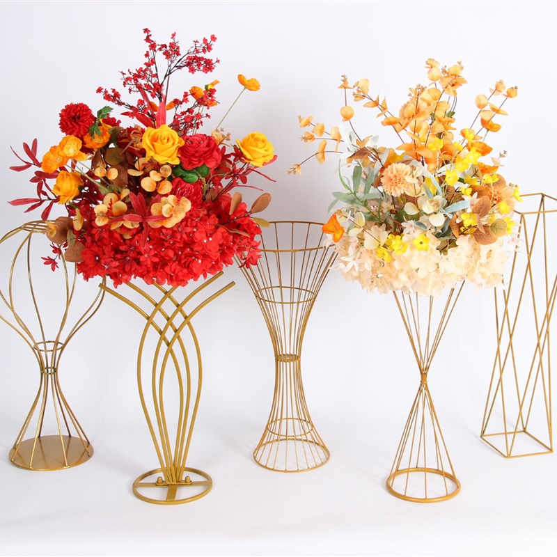 婚庆路引花器 铁艺蛮腰路引婚礼桌花摆件几何路引T台布置道具