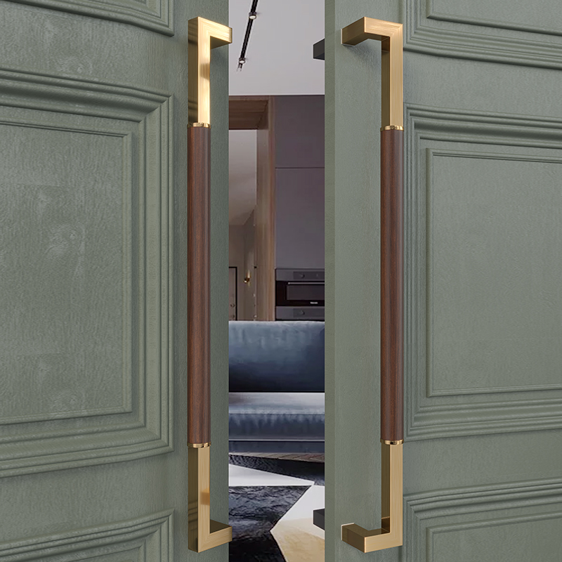 中式实木大门拉手胡桃木玻璃门拉手有框门拉手酒店会所大门把手