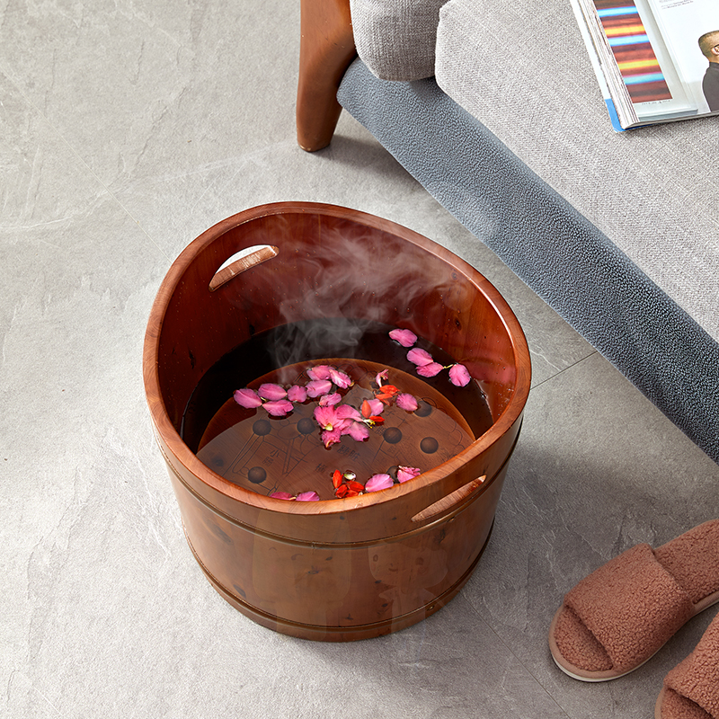 手提泡脚木桶过小腿木质洗脚桶家用养生按摩足浴桶木质洗脚盆木盆