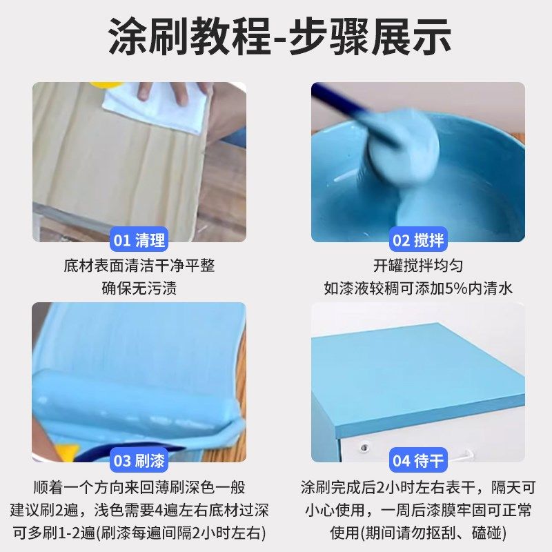 三极盾水性木器漆旧家具翻新改色木头门白漆清漆油漆家用自刷涂料