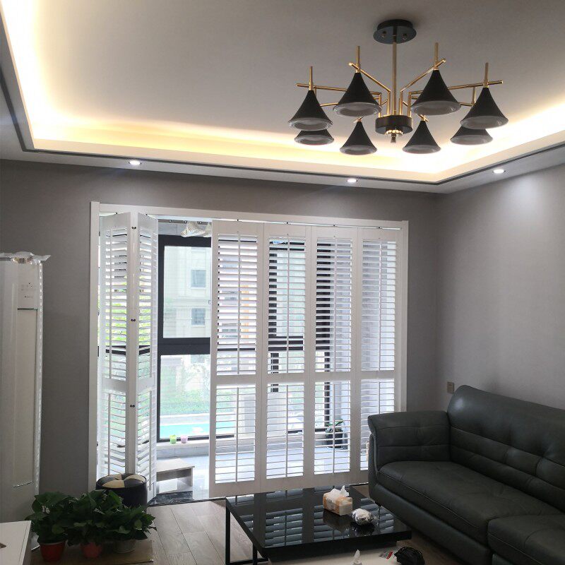 定制实木百叶门窗透气窗帘免打孔折叠门推拉门活动真百叶隔断