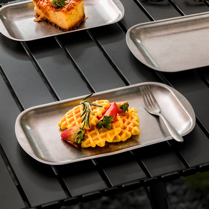 复古餐盘手冲咖啡托盘长方形食品级不锈钢盘茶水盘甜品盘子高级感
