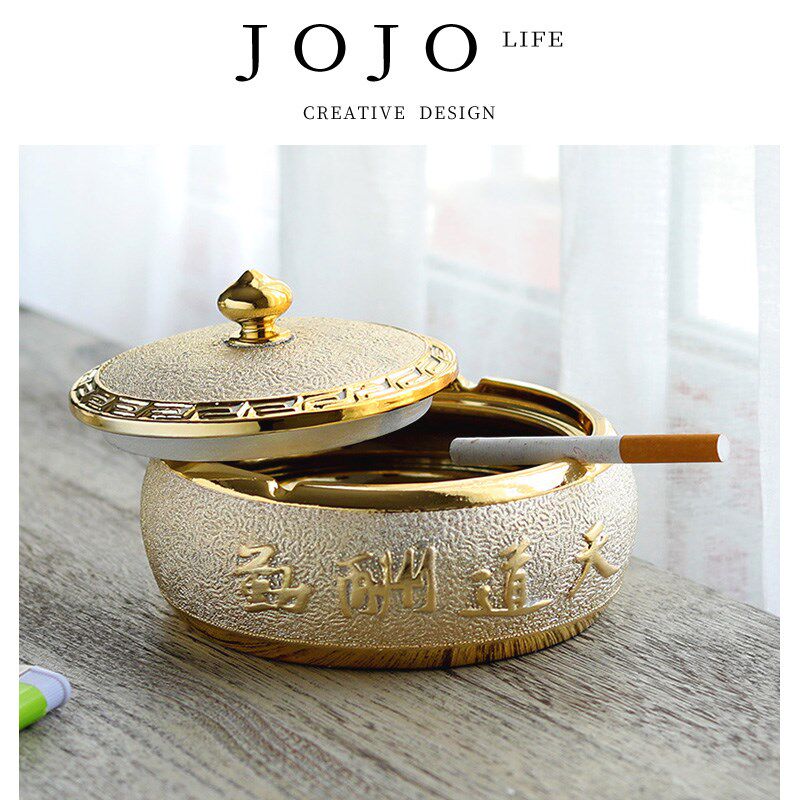 JOJOS L. PD.紫泉涧.创意烟灰缸带盖陶瓷个性潮流有盖  俄方