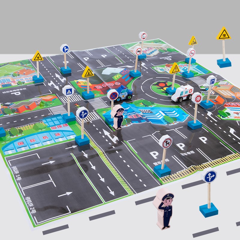 儿童交通标志标识指示牌小中班益智区幼儿园大班建构区域材料