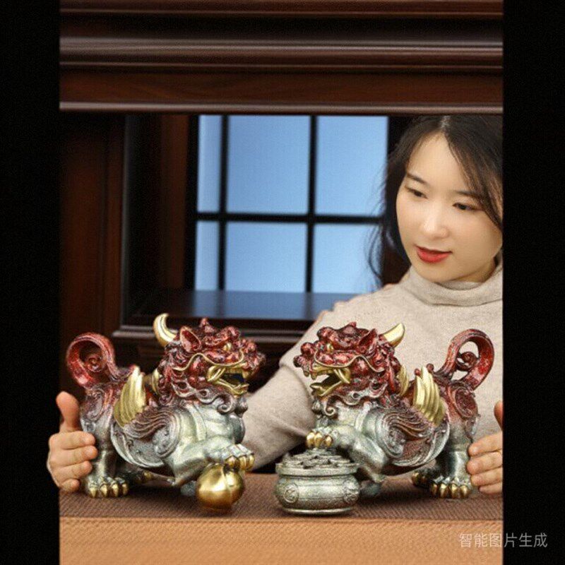 黄铜貔貅摆件一对办公室家居工艺品乔迁开业礼品