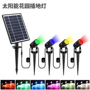 太阳能防院水高LED地插灯亮花园别墅庭DLX TY02墙壁景观树照RGB草