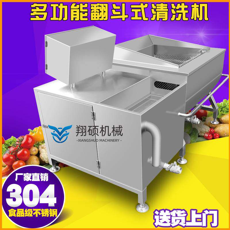 生产脱盐癞瓜洗菜机 芒果旋涡清洗设备 斑玉蕈翻斗涡流清洗机