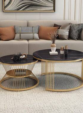 轻桌奢几岩板大理石圆形茶几组简约现代小户型网红小茶合AS144515