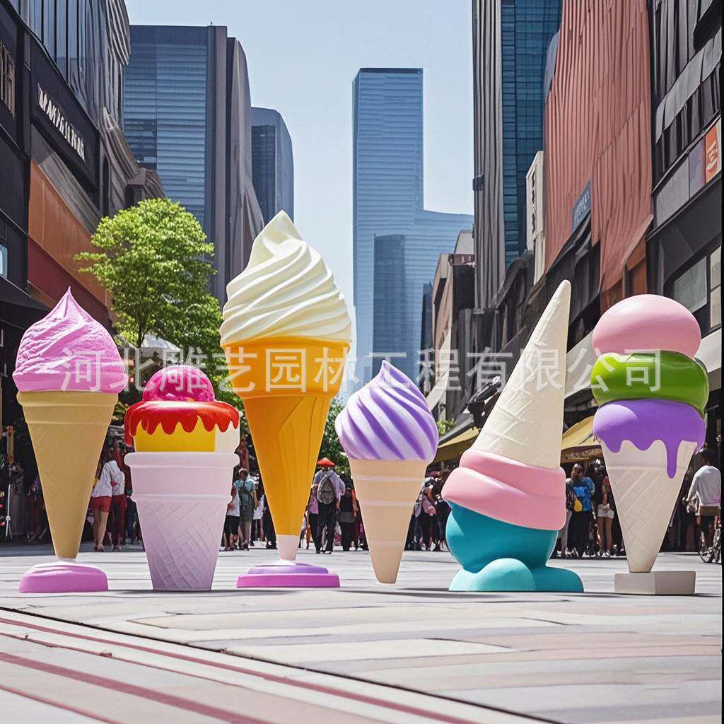 仿真冰淇淋玻璃钢雕塑雪糕甜筒网红打卡公园户外商场美陈装饰摆件