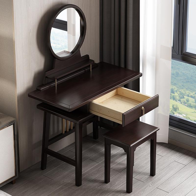 新UZV桌中式实木梳妆化妆卧约室家具大小户型多功台能简储物柜