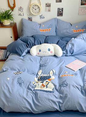 类母婴级超柔加厚毛巾AXXE件绣卡通套床单四件套床笠学被生宿舍三