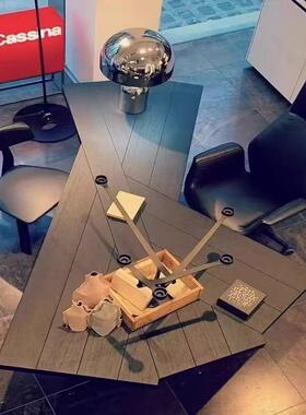 实木电脑桌板桌创意书形桌原木设则计师工作老台异办公桌不规ZMM