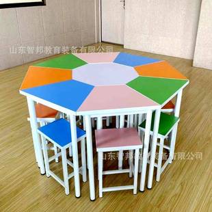 团体活动桌科学实验桌三角梯形桌八边桌子六边形组合桌六角电脑桌