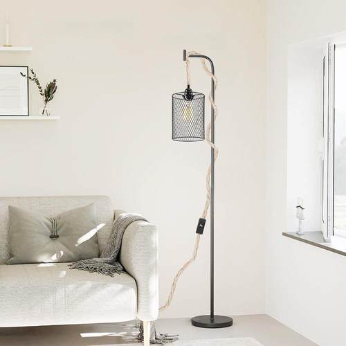 变复古麻可绳铁笼调灯罩吊灯长度可适应86702性强多吊灯