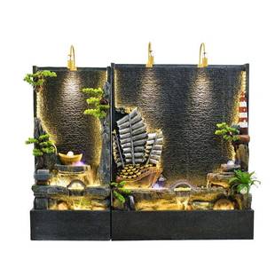 水幕墙流水屏泉风家假山摆件循环水玄关办公室院喷鱼池背景景BEL