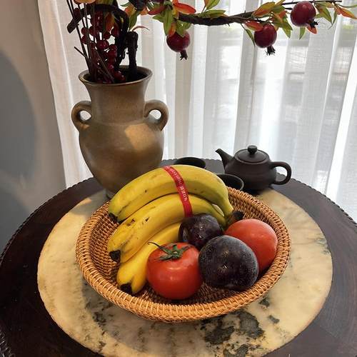 越藤编坚果精编果盘盘桌面收纳精编茶点盘南藤编水果篮老手艺藤编